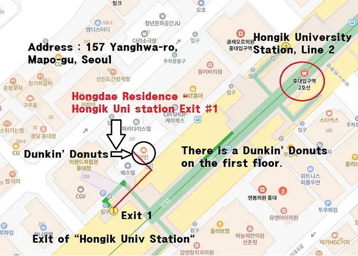Hongdae - Hongik Uni Station Exit #1 Apartment
